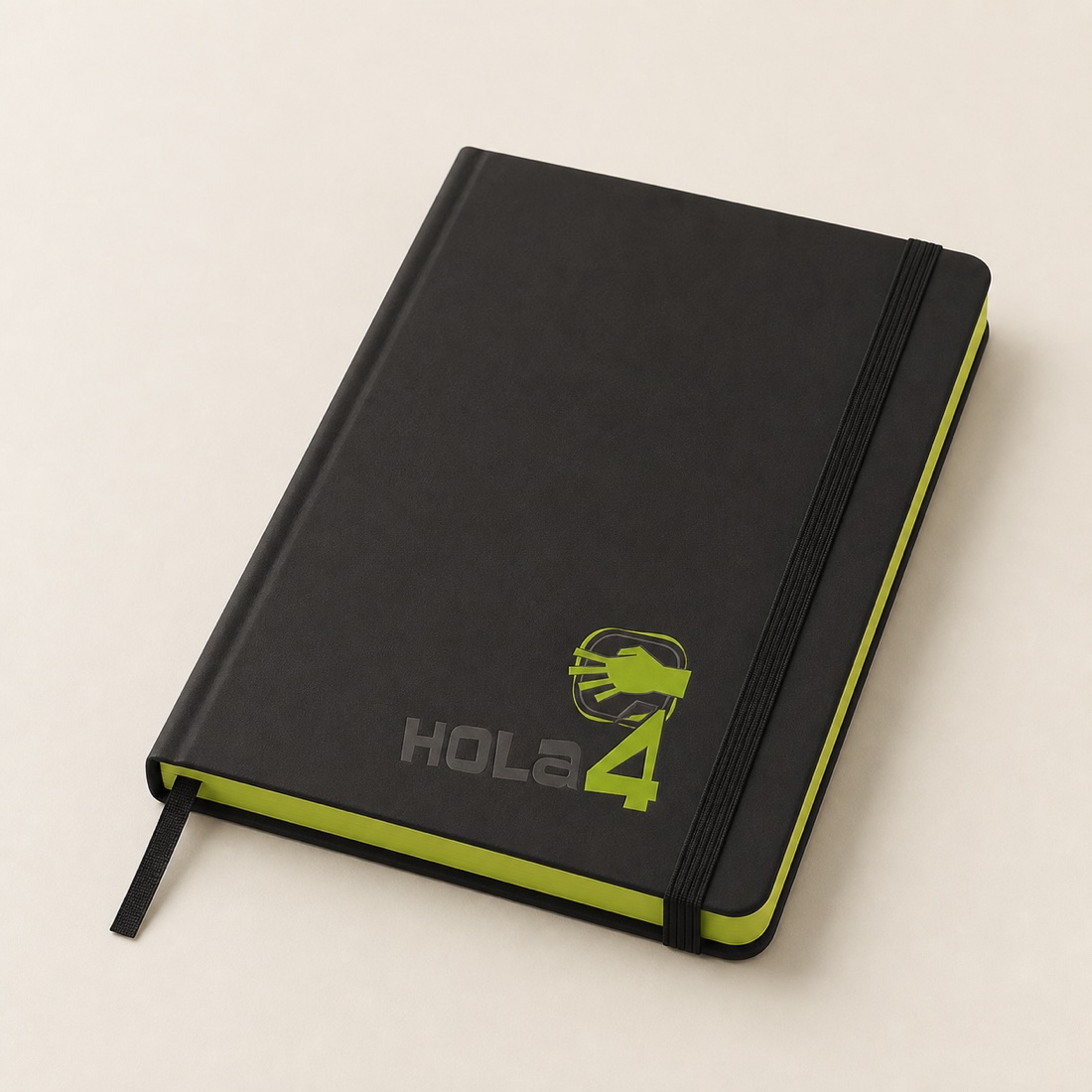 Hola4 branded black executive A5 notebook