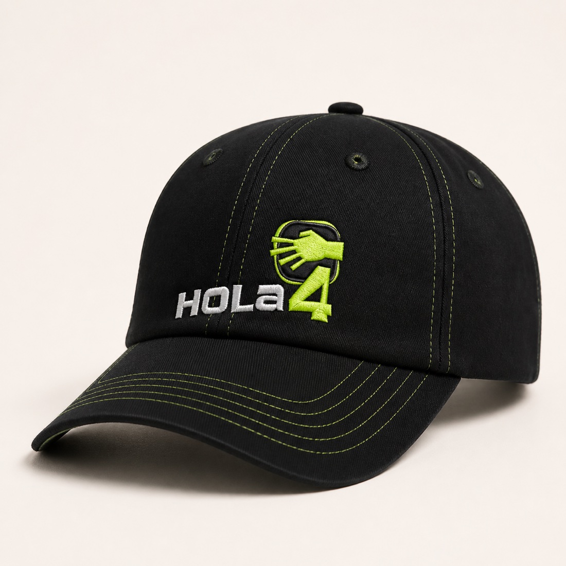 Hola4 branded six-panel cap