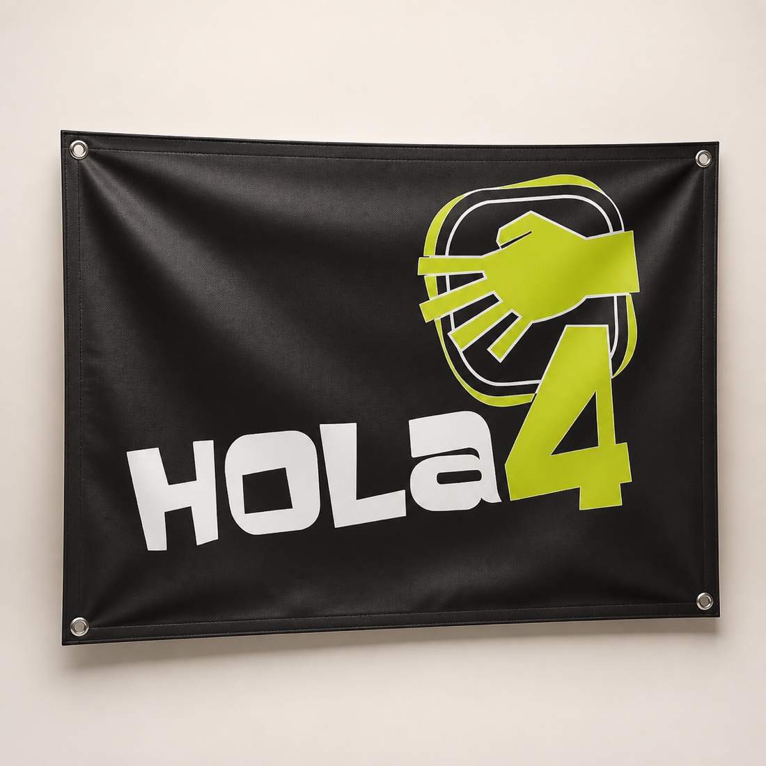 Hola4 branded custom PVC hanging banner
